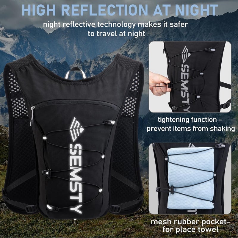 SEMSTY Running Hydration Vest 5L,Running Vest Pack with 1.5L Water Bladder,Lightweight Water Backpack for Hiking Running Cycling - Image 4